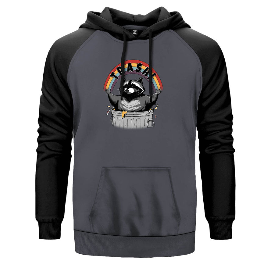 Thrasher Rainbow çift renk reglan kol kapşonlu sweatshirt - gri