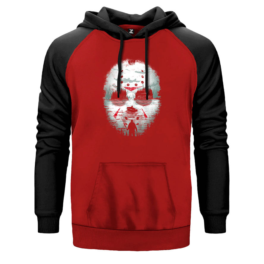 Maske Çift Renk Reglan Kol Sweatshirt