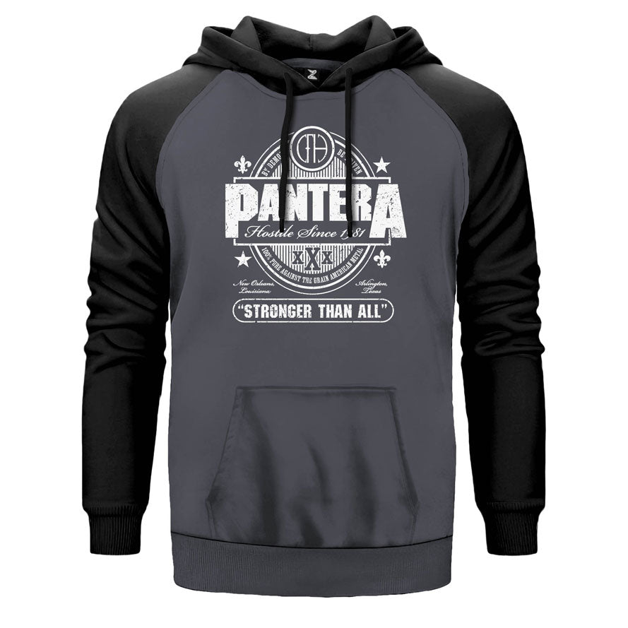 Pantera Hostile çift renk reglan kol kapşonlu sweatshirt - gri