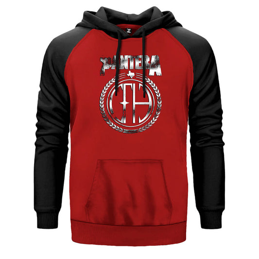 Pantera Since çift renk reglan kol kapşonlu sweatshirt - kırmızı