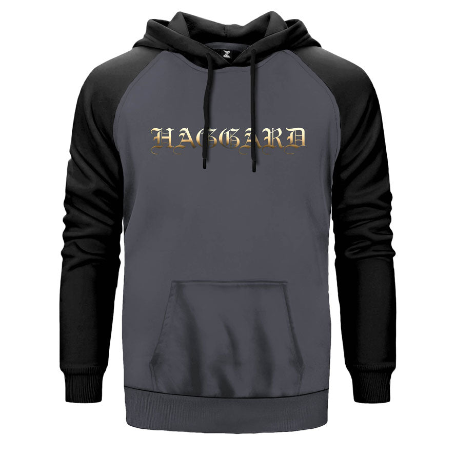 Haggard Logo çift renk reglan kol kapşonlu sweatshirt - gri