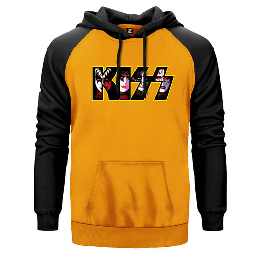 Kiss Group in Logo Çift Renk Reglan Kol Sweatshirt