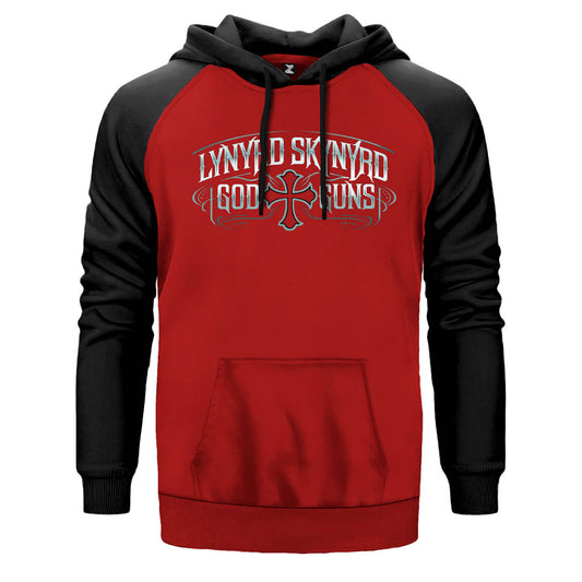 Lynyrd Skynyrd Hac çift renk reglan kol kapşonlu sweatshirt - kırmızı