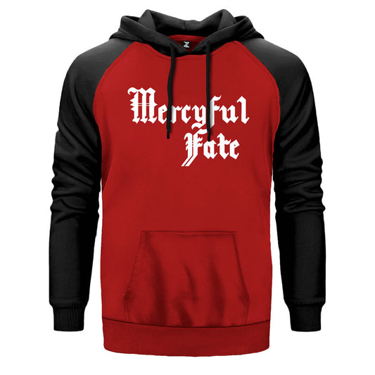 Mercyful Fate çift renk reglan kol kapşonlu sweatshirt - kırmızı