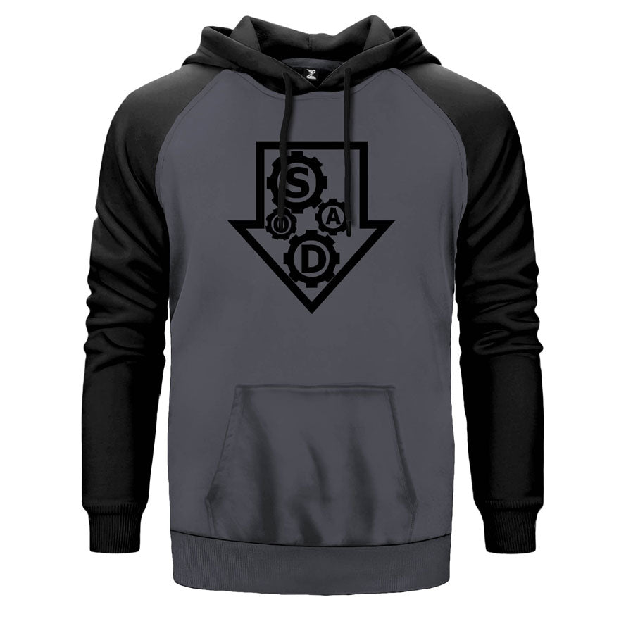 System of a Down Wheel çift renk reglan kol kapşonlu sweatshirt - gri