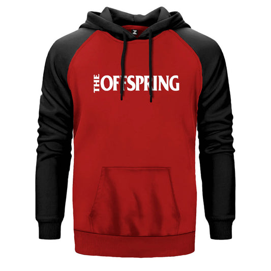 The Offspring çift renk reglan kol kapşonlu sweatshirt - kırmızı