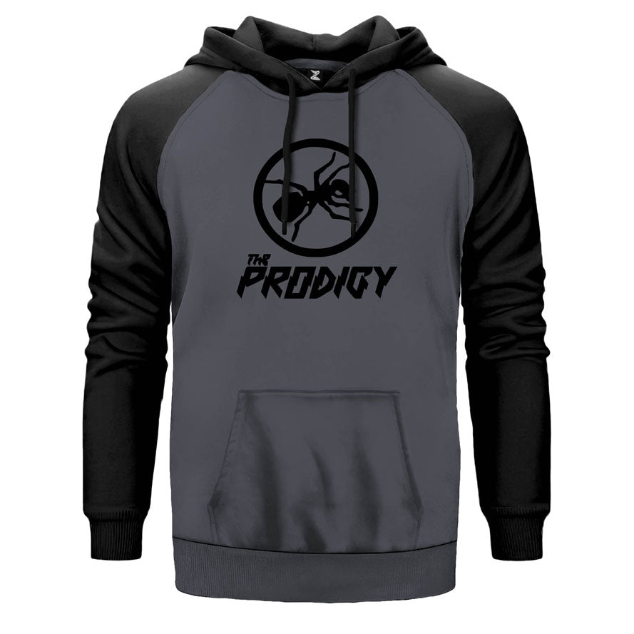 The Prodigy Ant çift renk reglan kol kapşonlu sweatshirt - gri
