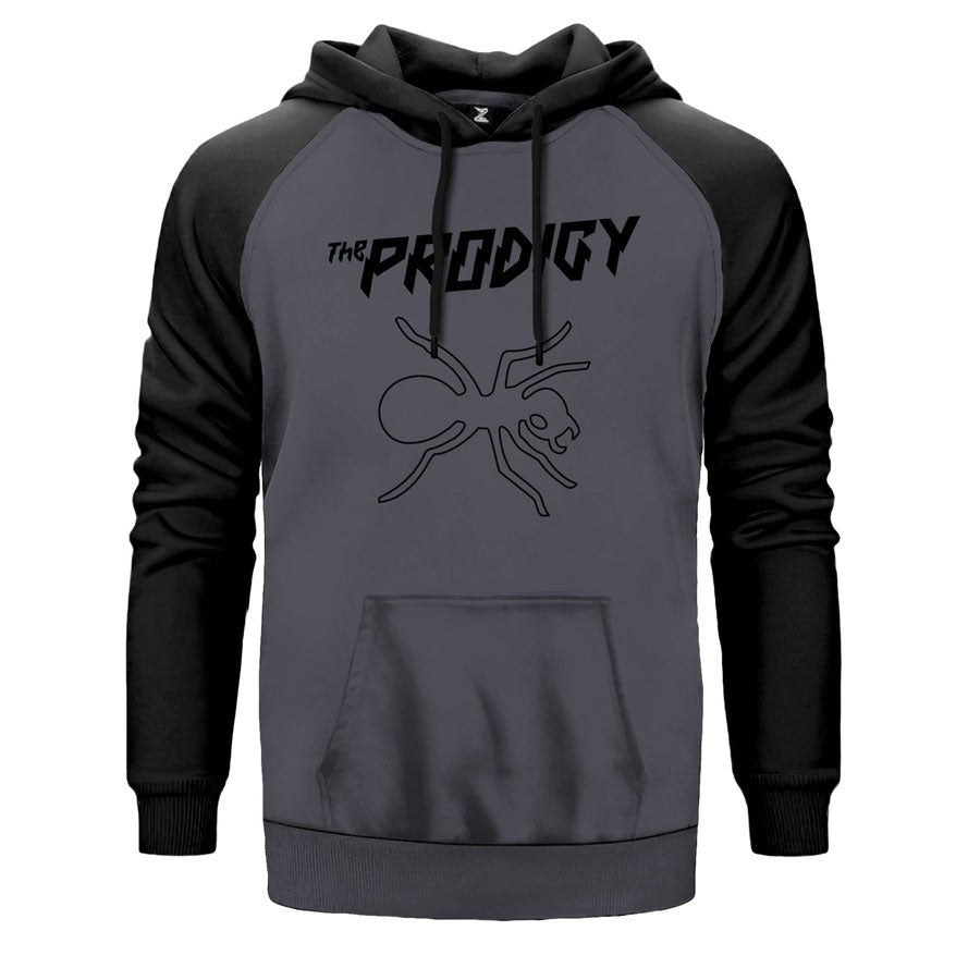The Poridgy Ant 3 çift renk reglan kol kapşonlu sweatshirt - gri