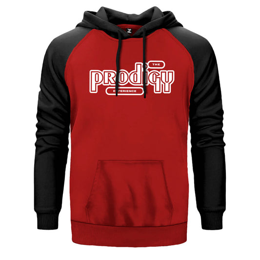 The Prodigy Experience çift renk reglan kol kapşonlu sweatshirt - kırmızı