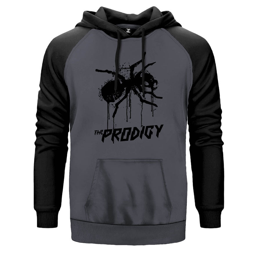 The Prodigy Splash çift renk reglan kol kapşonlu sweatshirt - gri