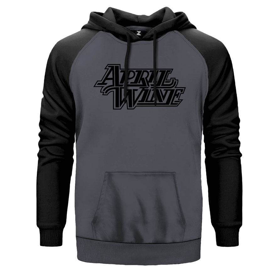 April Wine çift renk reglan kol kapşonlu sweatshirt - gri