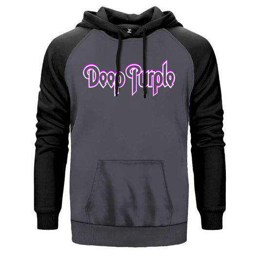 Deep Purple Logo Outline Çift Renk Reglan Kol Sweatshirt