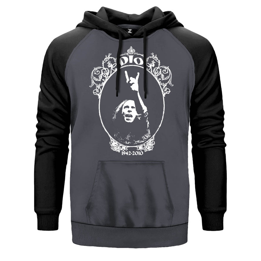 Dio 1942 çift renk reglan kol kapşonlu sweatshirt - gri