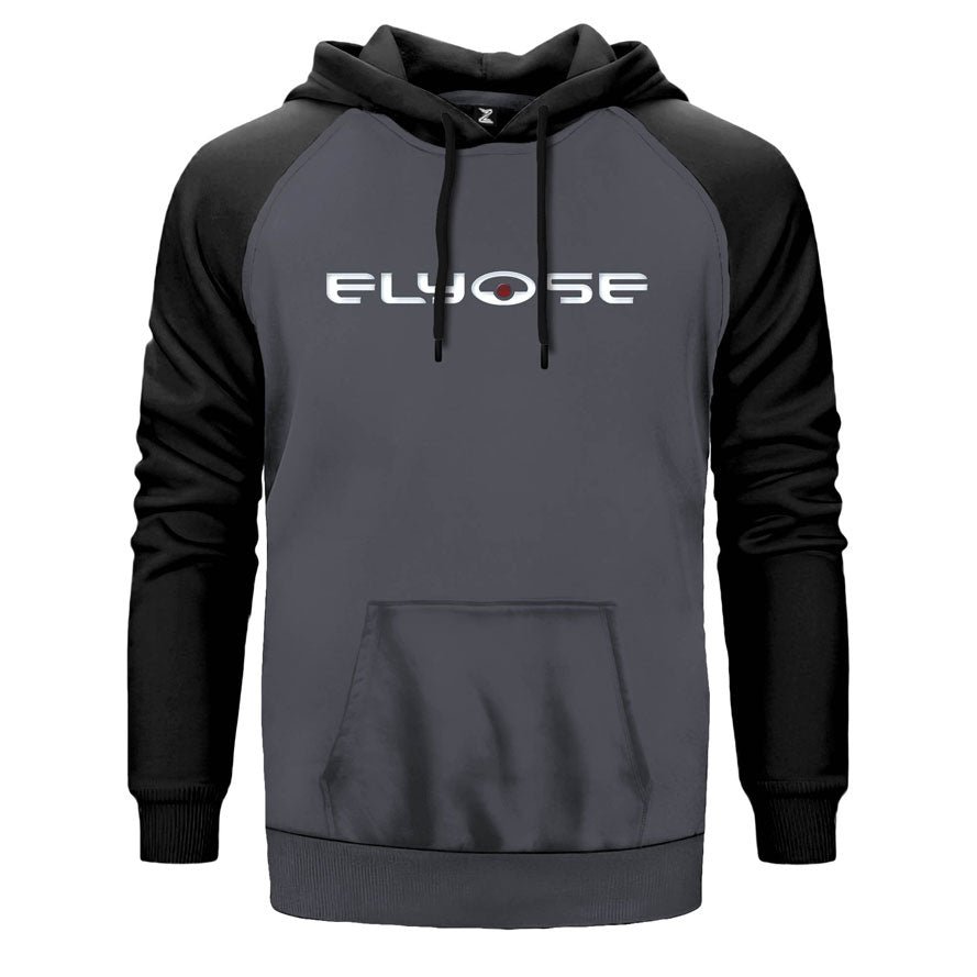 Eloyse çift renk reglan kol kapşonlu sweatshirt - gri