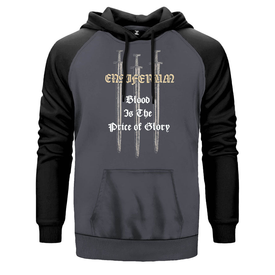 Ensiferum Sword çift renk reglan kol kapşonlu sweatshirt - gri