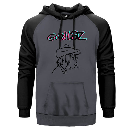 Gorillaz Head Çift Renk Reglan Kol Sweatshirt