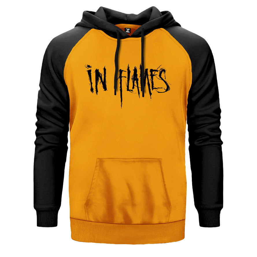 In Flames Logo Çift Renk Reglan Kol Sweatshirt