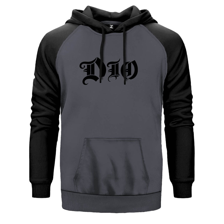 Dio çift renk reglan kol kapşonlu sweatshirt - gri