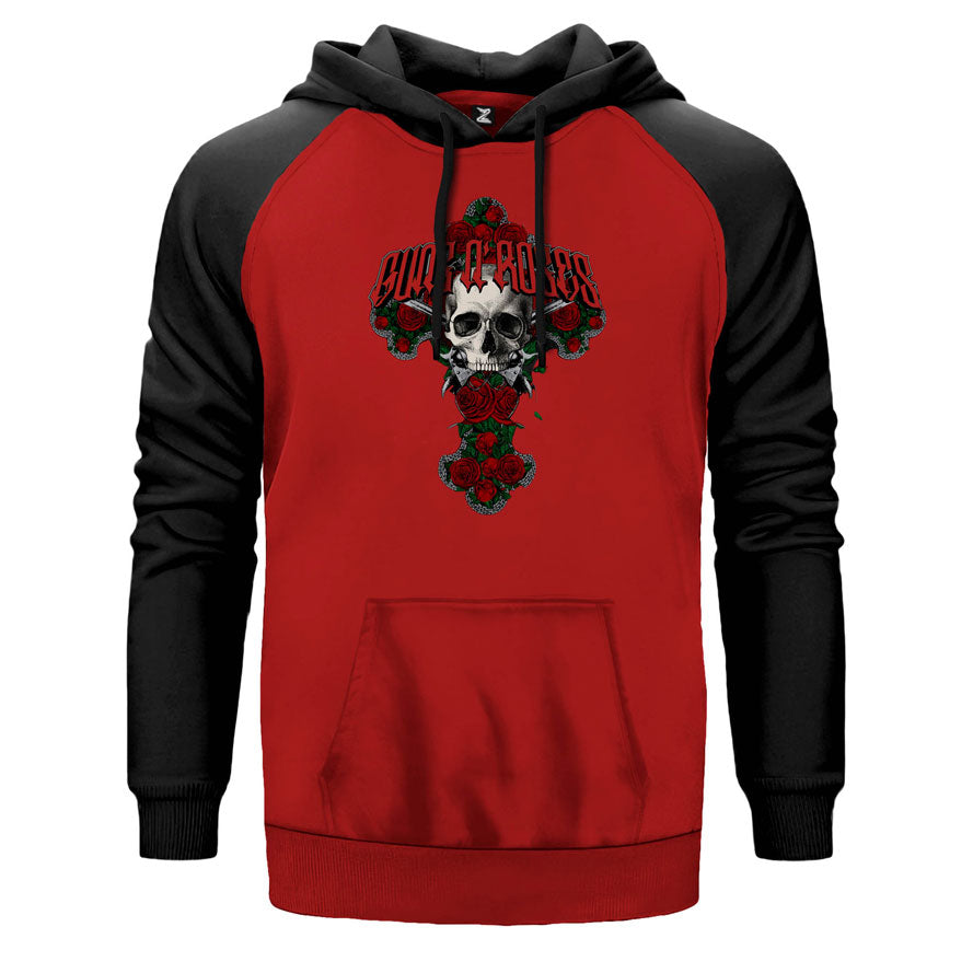 Guns N Rosses Skull Çift Renk Reglan Kol Sweatshirt
