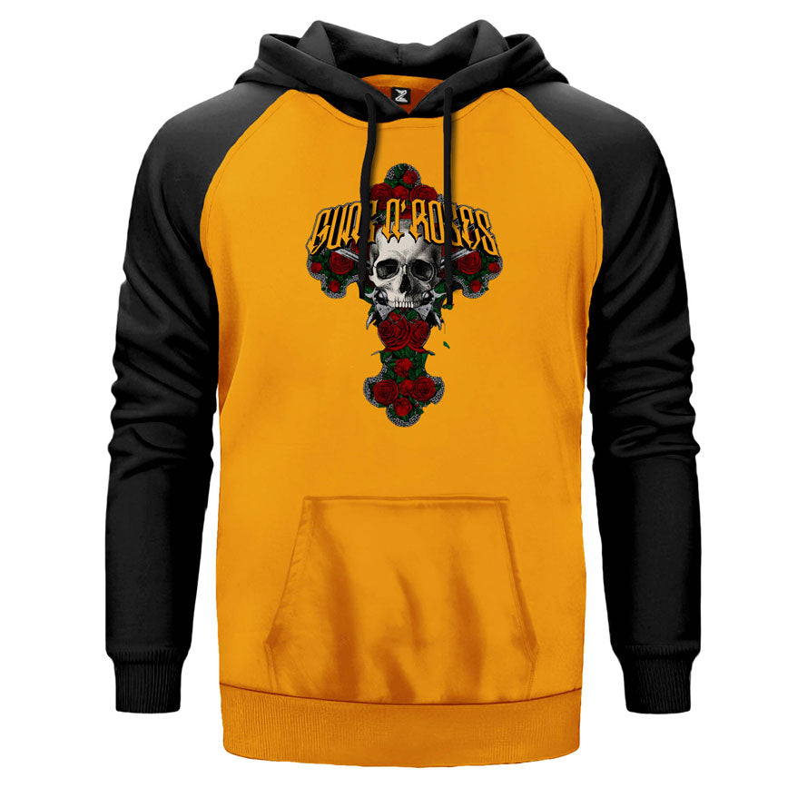 Guns N Rosses Skull Çift Renk Reglan Kol Sweatshirt