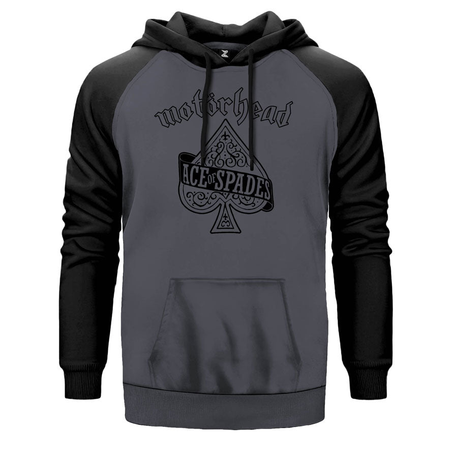 Motörhead Ace Of Spades çift renk reglan kol kapşonlu sweatshirt - gri