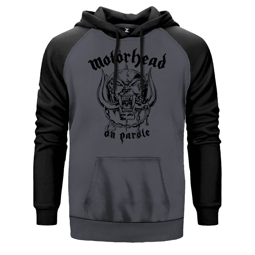 Motörhead On Parole çift renk reglan kol kapşonlu sweatshirt - gri