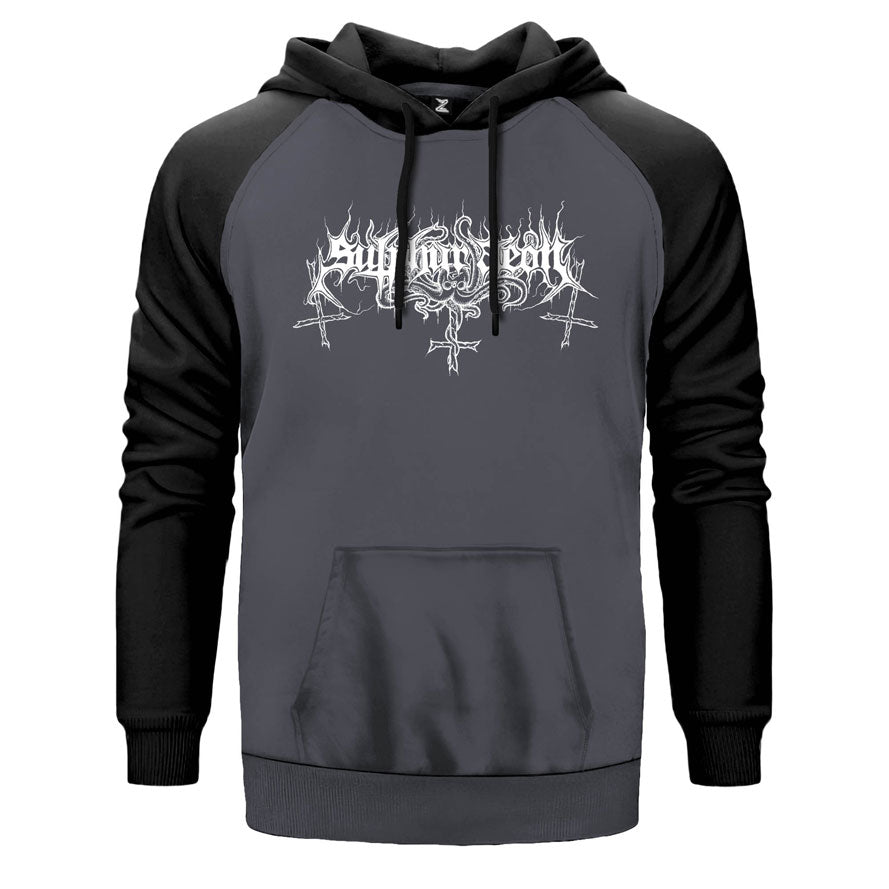 Sulphur Aeon Logo çift renk reglan kol kapşonlu sweatshirt - gri