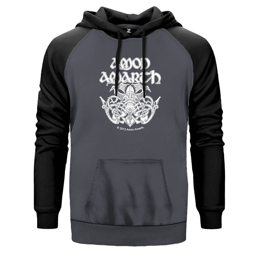 Amon Amarth Battle çift renk reglan kol kapşonlu sweatshirt - gri
