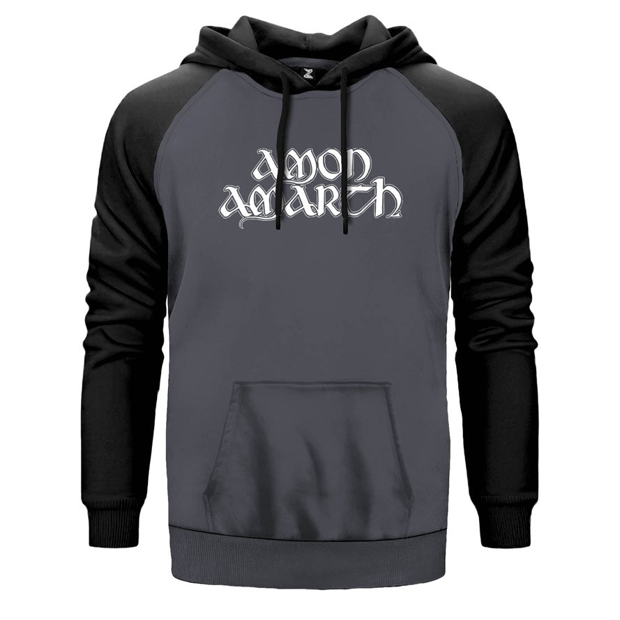 Amon Amarth Classic çift renk reglan kol kapşonlu sweatshirt - gri