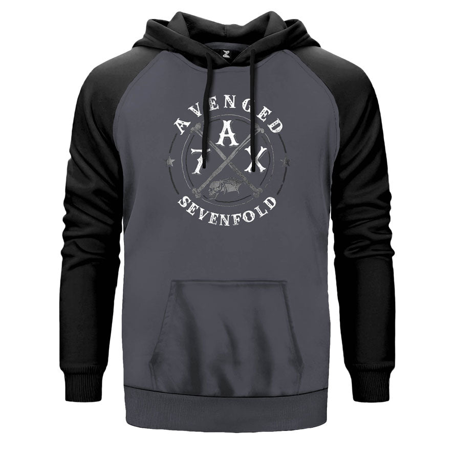 Avenged Sevenfold A7X Patch çift renk reglan kol kapşonlu sweatshirt - gri