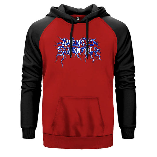 Avenged Sevenfold Lighting Logo çift renk reglan kol kapşonlu sweatshirt - kırmızı