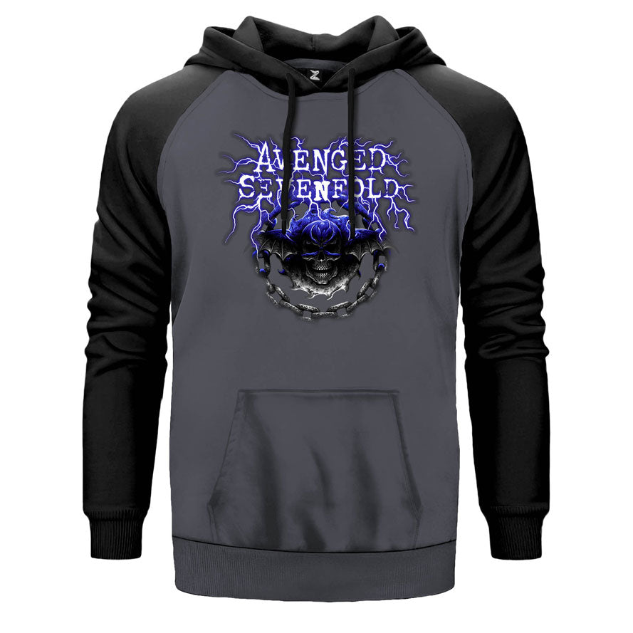 Avenged Sevenfold Lighting Skull Çift Renk Reglan Kol Sweatshirt