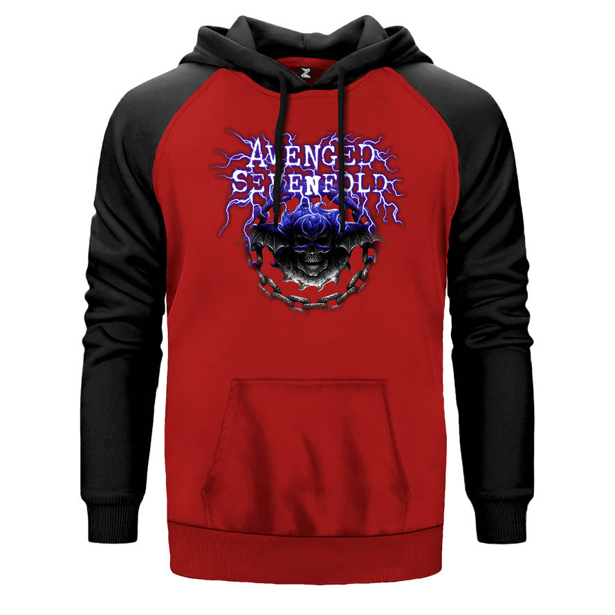 Avenged Sevenfold Lighting Skull Çift Renk Reglan Kol Sweatshirt