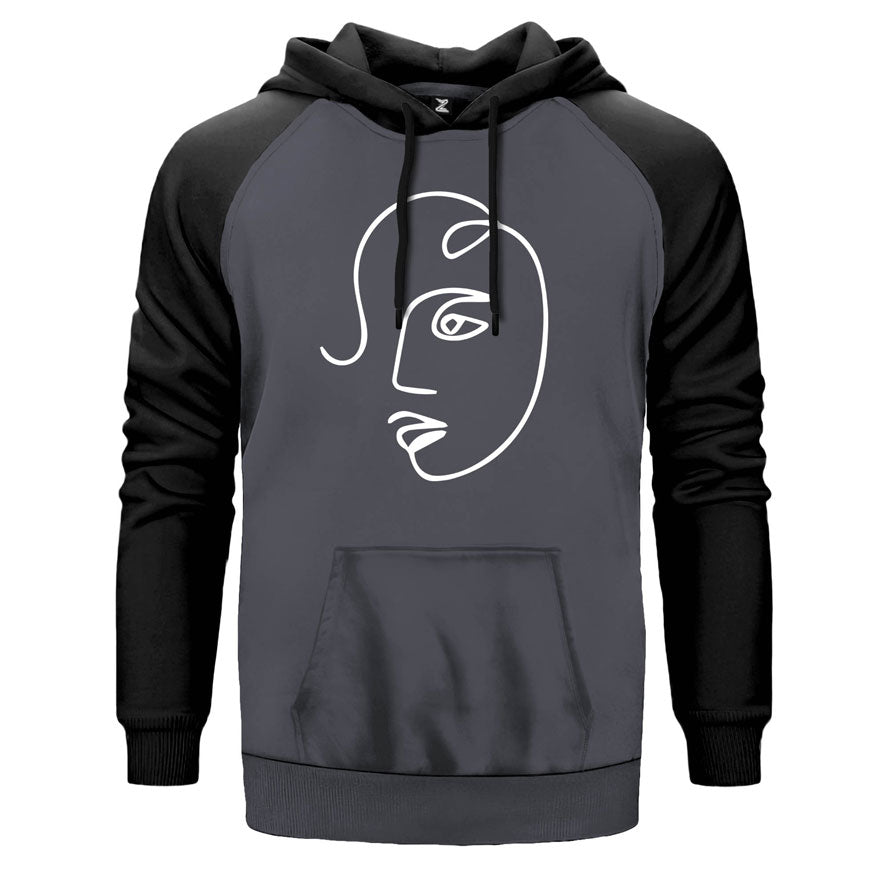 Yüz Artwork Çift Renk Reglan Kol Sweatshirt