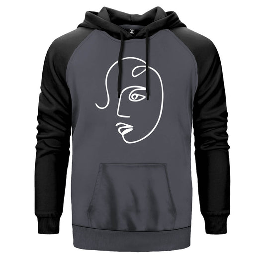 Yüz Artwork Çift Renk Reglan Kol Sweatshirt