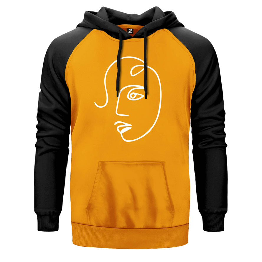 Yüz Artwork Çift Renk Reglan Kol Sweatshirt