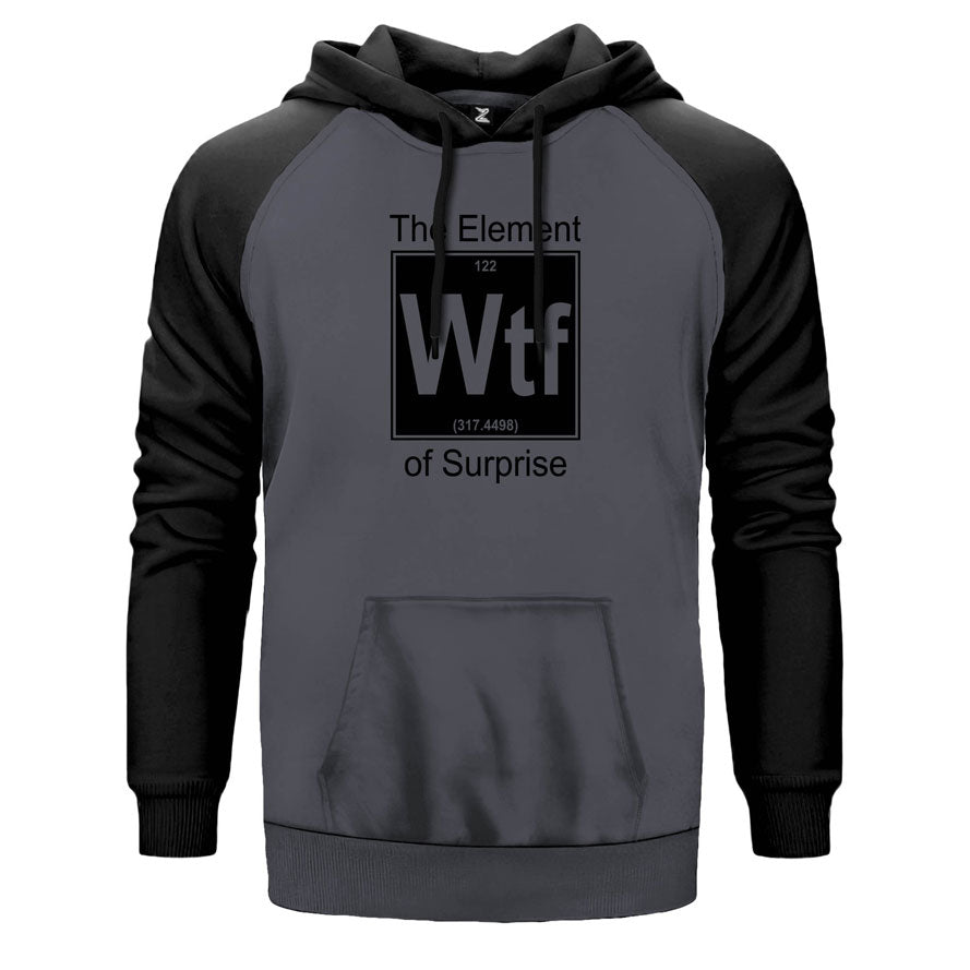 WTF Element çift renk reglan kol kapşonlu sweatshirt - gri