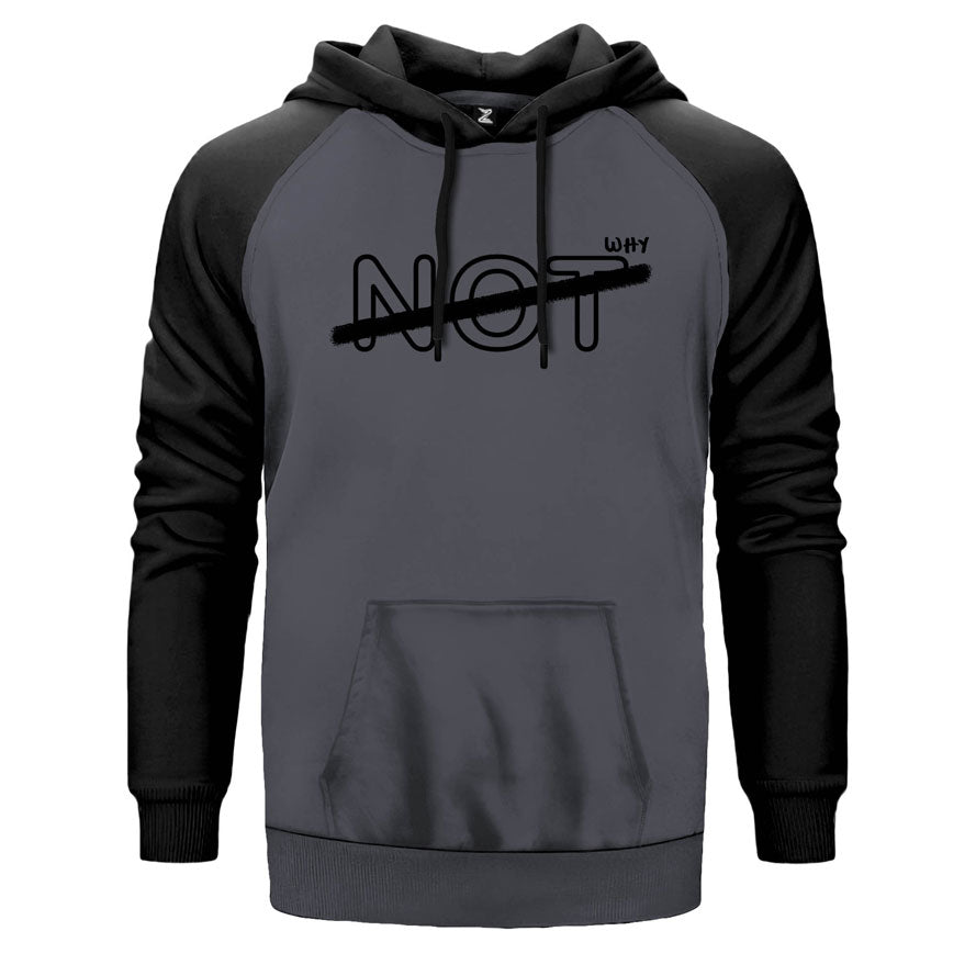 Why Not çift renk reglan kol kapşonlu sweatshirt - gri