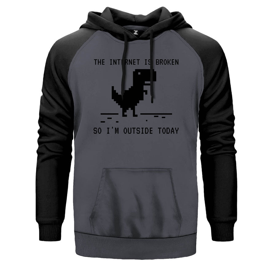 The Internet is Broken Çift Renk Reglan Kol Sweatshirt