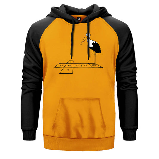 Seksek Oynayan Leylek Çift Renk Reglan Kol Sweatshirt