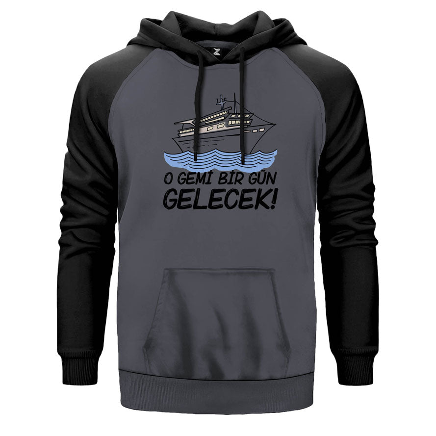 O Gemi Bir Gün Gelecek Çift Renk Reglan Kol Sweatshirt