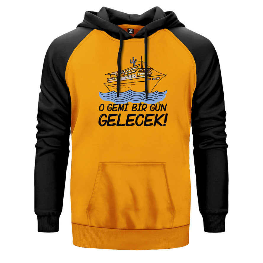 O Gemi Bir Gün Gelecek Çift Renk Reglan Kol Sweatshirt