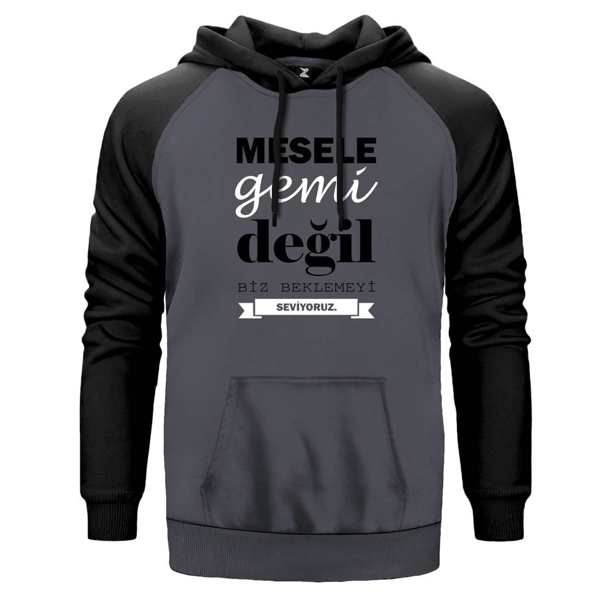 Mesele Gemi Değil Çift Renk Reglan Kol Sweatshirt