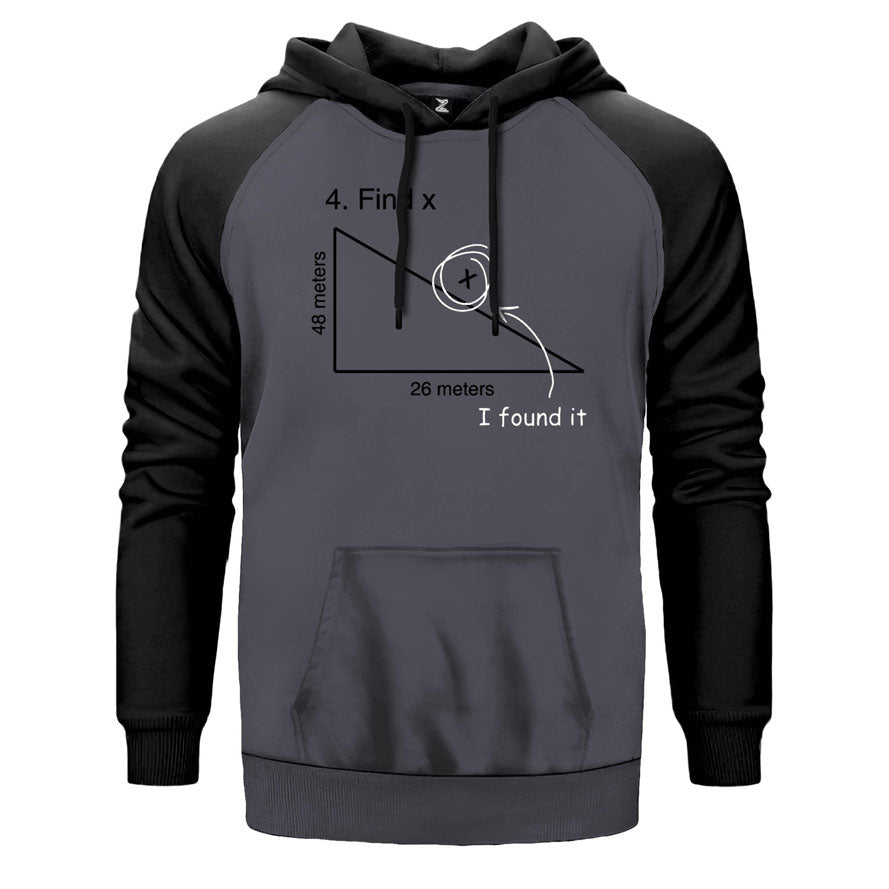 I Found It çift renk reglan kol kapşonlu sweatshirt - gri
