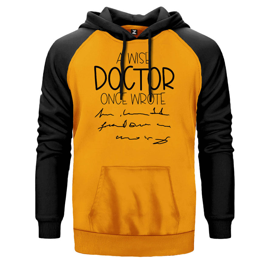 Doktor Yazısı Çift Renk Reglan Kol Sweatshirt