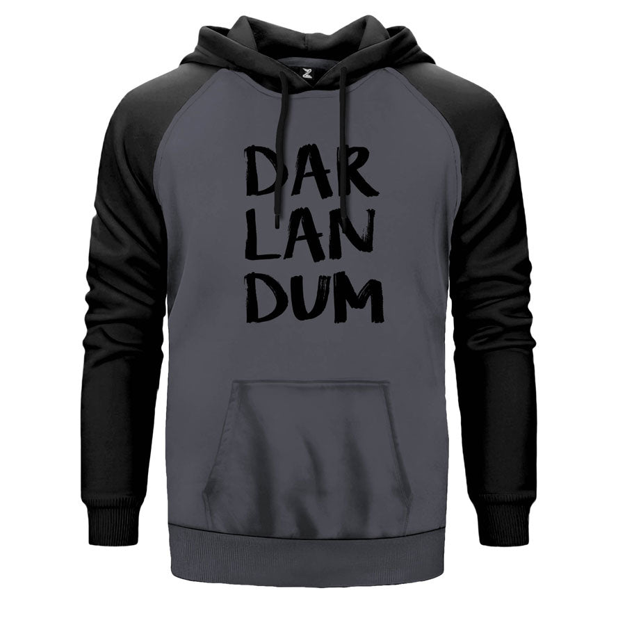 Darlandum çift renk reglan kol kapşonlu sweatshirt - gri