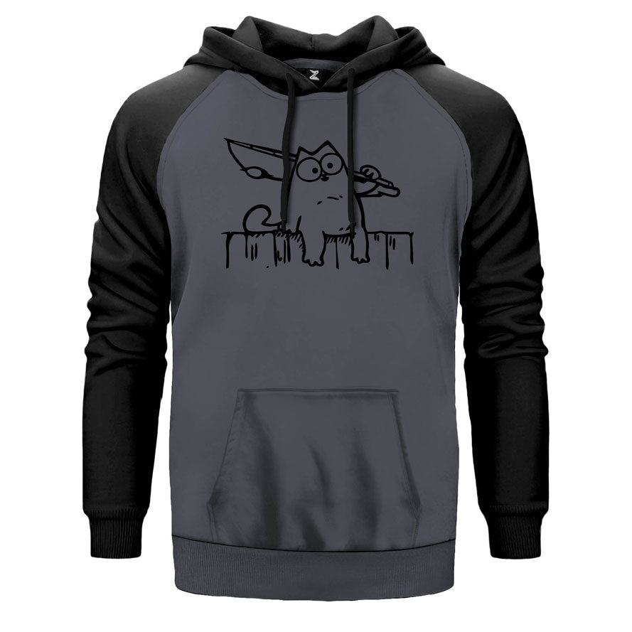 Bıçaklı Kedi Çift Renk Reglan Kol Sweatshirt