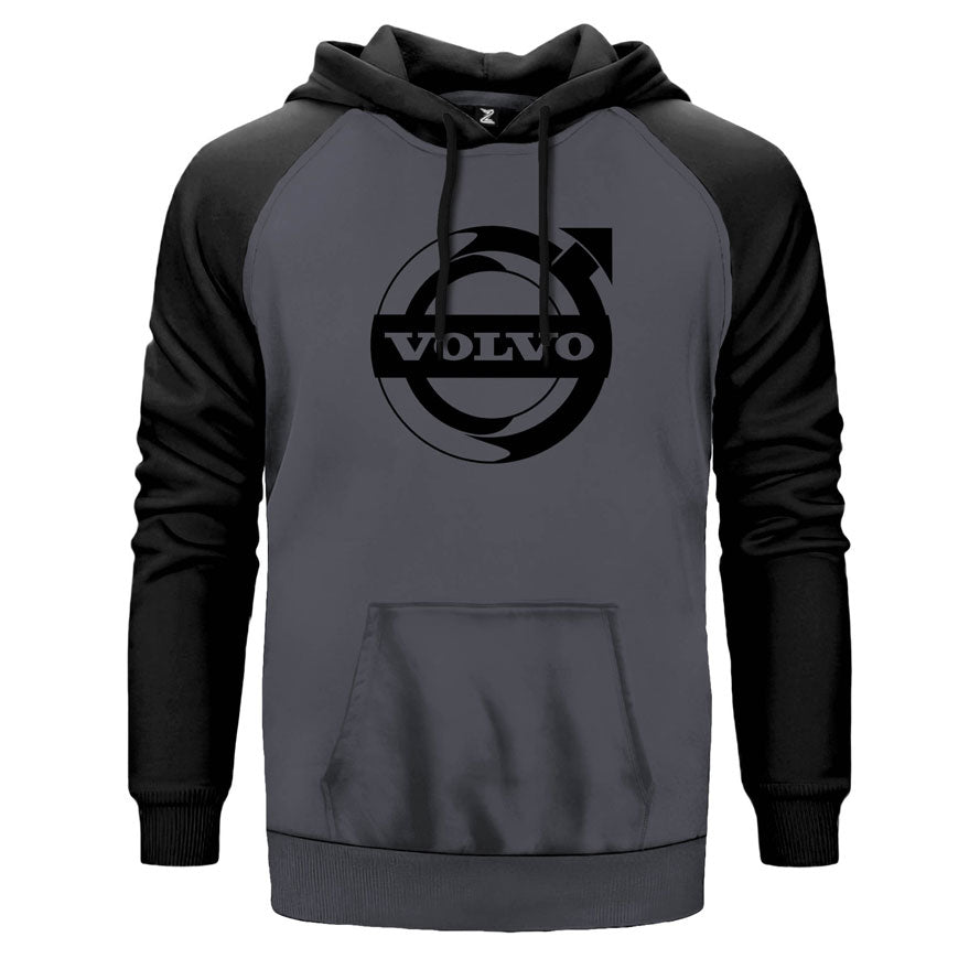 Volvo Amblem çift renk reglan kol kapşonlu sweatshirt - gri