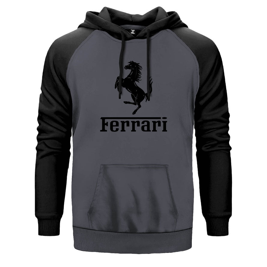 Ferrari Logo Çift Renk Reglan Kol Sweatshirt