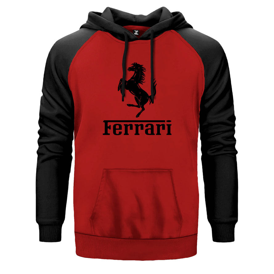 Ferrari Logo Çift Renk Reglan Kol Sweatshirt